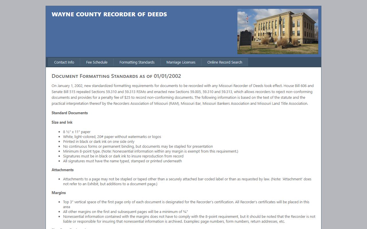Wayne County Circuit Clerk records and Recorder formatting standards distinction