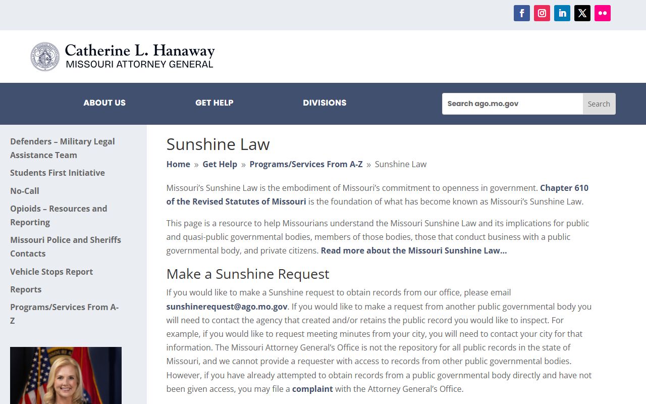 Wayne County court records Missouri Sunshine Law guidance