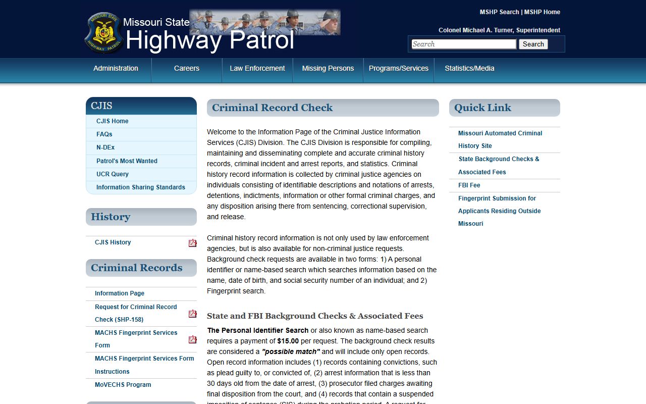 Wayne County criminal court records Missouri criminal history checks
