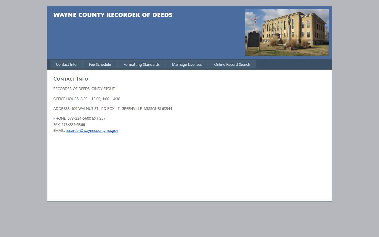 Wayne County Court records Recorder contact information