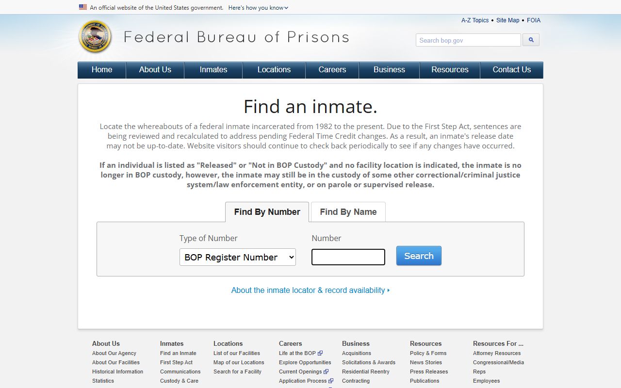 Wayne County inmate records Federal Bureau of Prisons locator