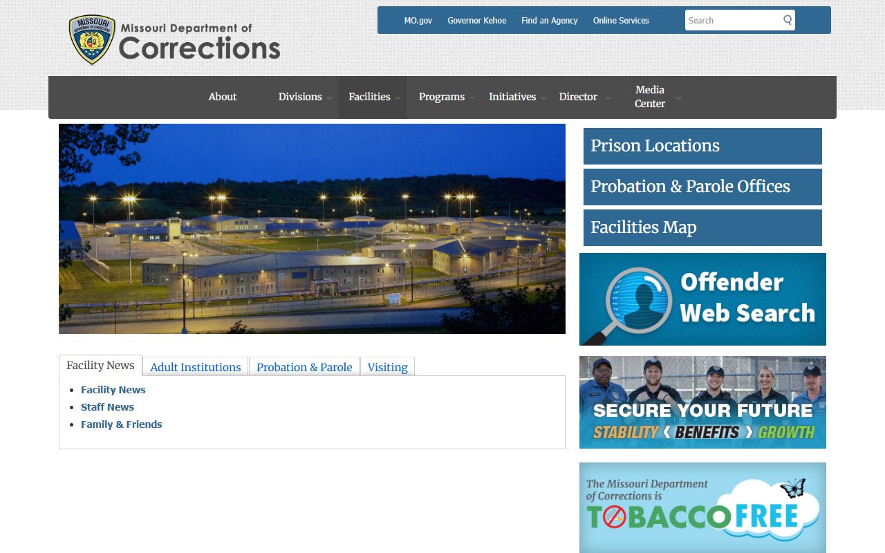 Wayne County inmate records Missouri DOC facilities