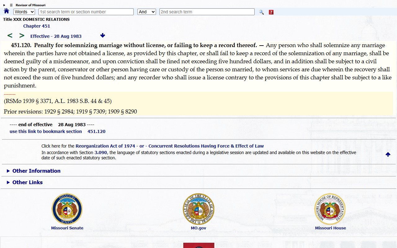 Wayne County marriage records ceremony without license statute